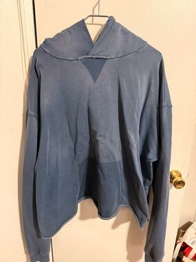 Maison Martin Margiela muted blue knit hooded sweater